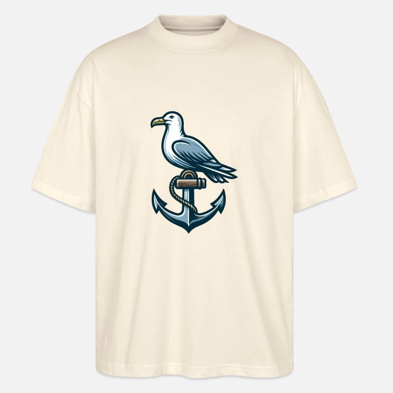 Ancre avec Seagull - T-shirt bio Blaster 2.0 coupe oversize Stanley/Stella Unisexe - écru doux