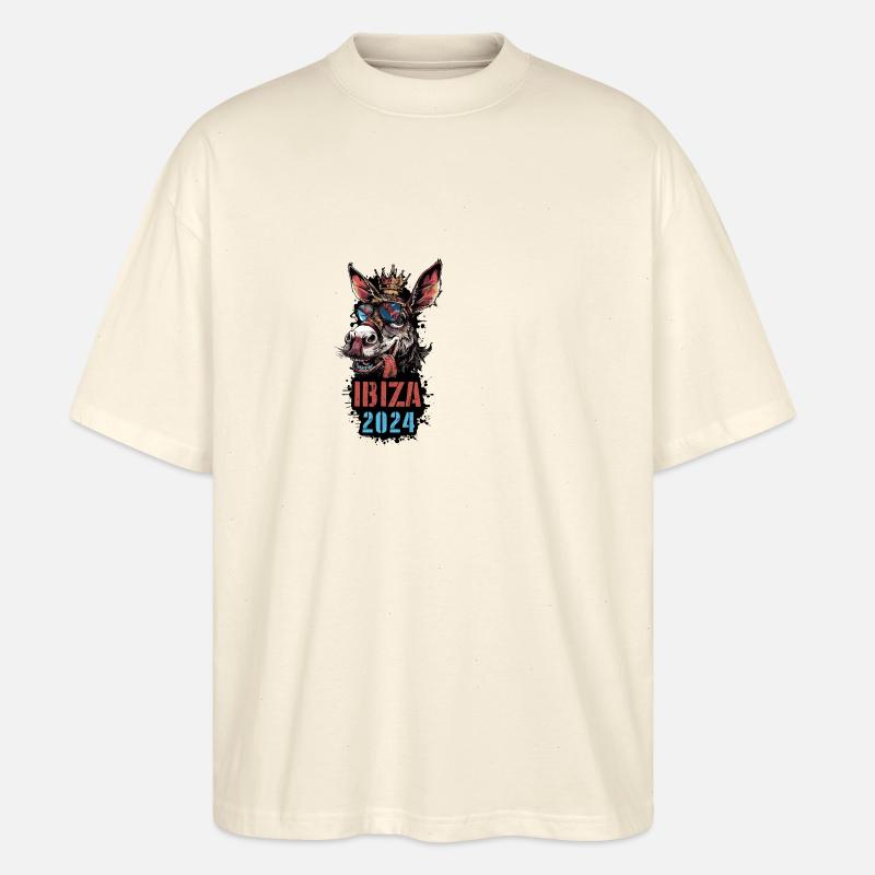 Ibiza 2024 Âne de vacances - T-shirt bio Blaster 2.0 coupe oversize Stanley/Stella Unisexe - écru doux
