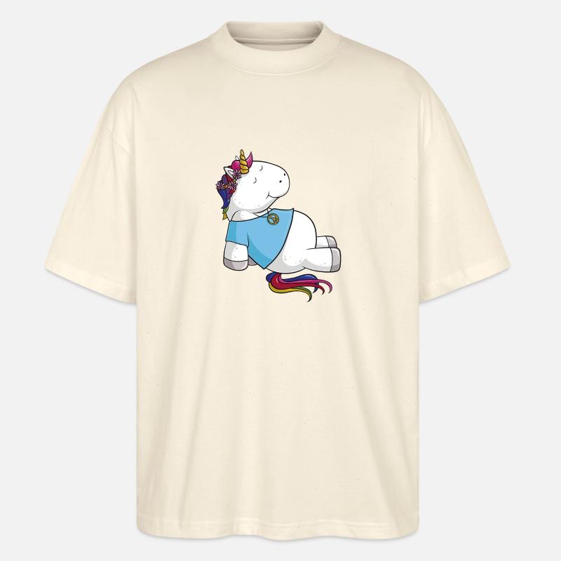 Hippie Einhorn Comic - Stanley/Stella Oversized Unisex Bio T-Shirt Blaster 2.0 - Natur