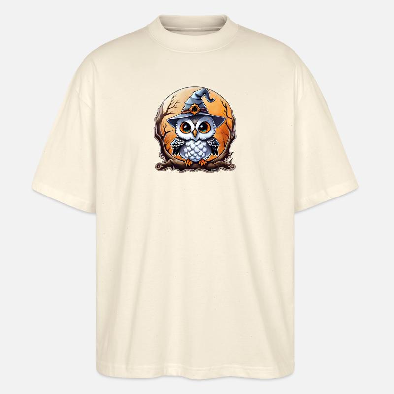 Eulenzauberer Zauberer, Eule und Hut - Stanley/Stella Oversized Unisex Bio T-Shirt Blaster 2.0 - Natur