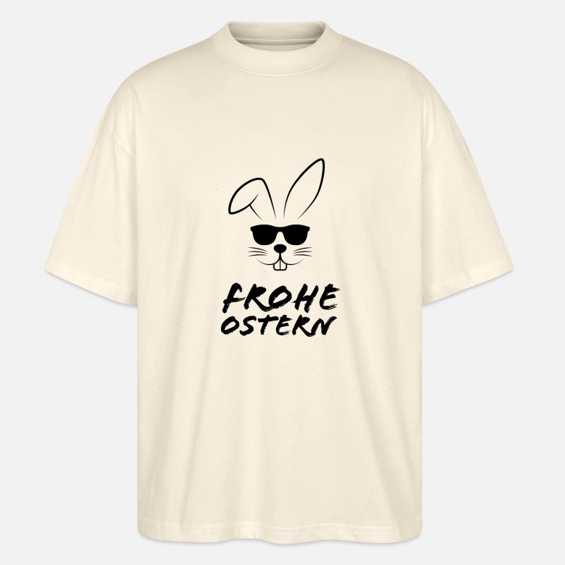Osterhase mit Sonnenbrille - Stanley/Stella Oversized Unisex Bio T-Shirt Blaster 2.0 - Natur
