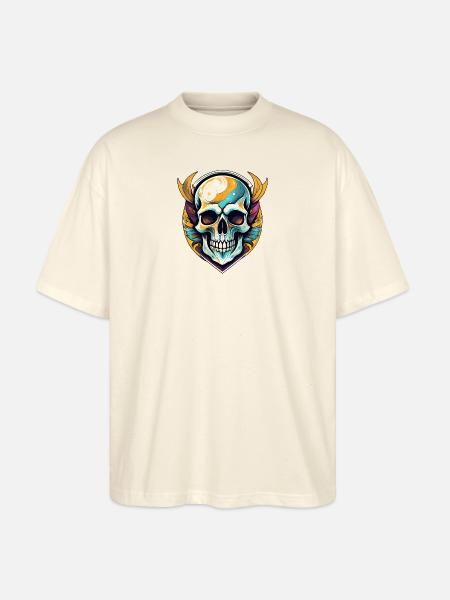 Artistic Skull, Skeleton, Morbid - Stanley/Stella Oversized Unisex Organic T-shirt Blaster 2.0 - soft Ecru