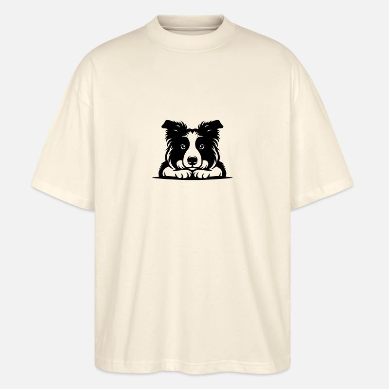 Lying Border Collie Vector Design - Stanley/Stella Oversized Unisex Organic T-shirt Blaster 2.0 - soft Ecru