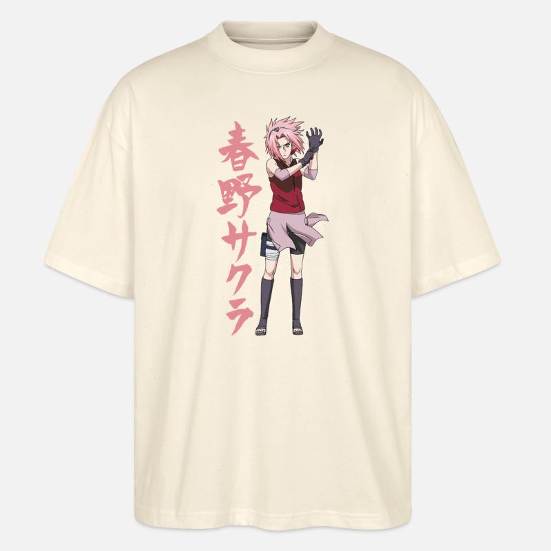 Naruto Shippuden Cool Design Avec Sakura - T-shirt bio Blaster 2.0 coupe oversize Stanley/Stella Unisexe - écru doux