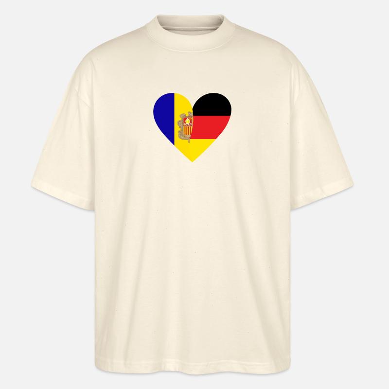 Andorre Allemagne Cœur - T-shirt bio Blaster 2.0 coupe oversize Stanley/Stella Unisexe - écru doux