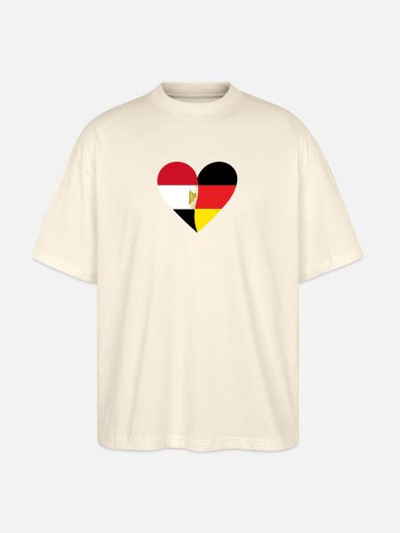 Egypt Germany Heart - Stanley/Stella Oversized Unisex Organic T-shirt Blaster 2.0 - soft Ecru