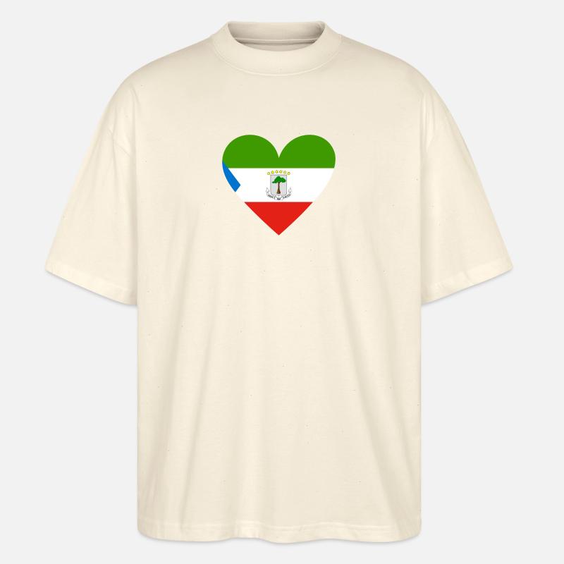 Equatorial Guinea Heart - Stanley/Stella Oversized Unisex Organic T-shirt Blaster 2.0 - soft Ecru