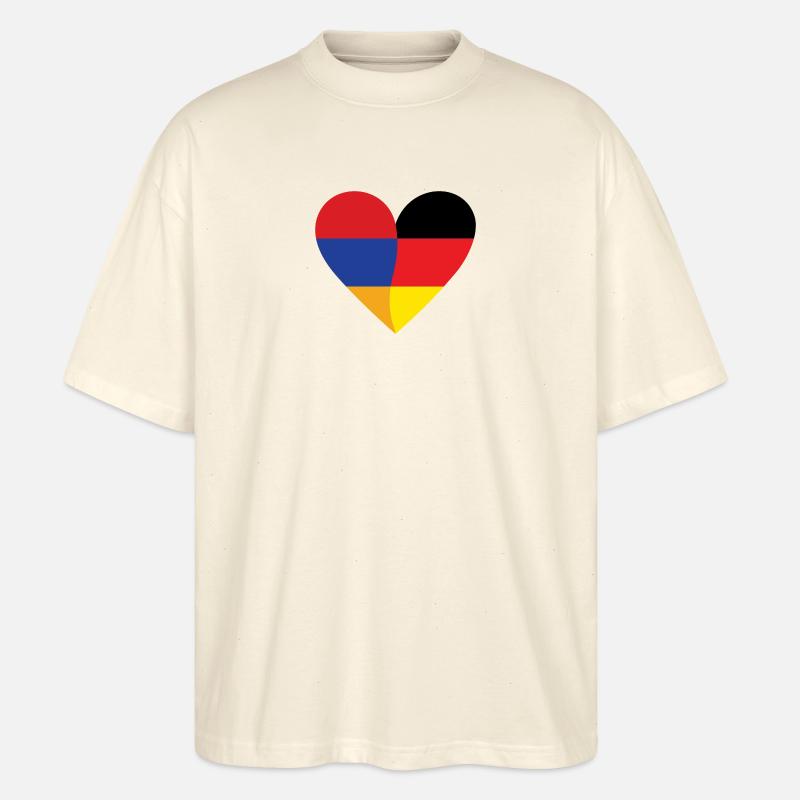 Armenia Germany Heart - Stanley/Stella Oversized Unisex Organic T-shirt Blaster 2.0 - soft Ecru