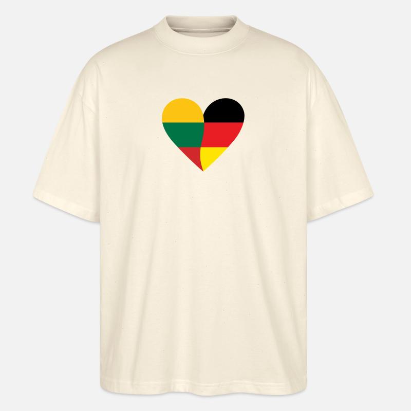 Lithuania Germany Heart - Stanley/Stella Oversized Unisex Bio T-Shirt Blaster 2.0 - Natur