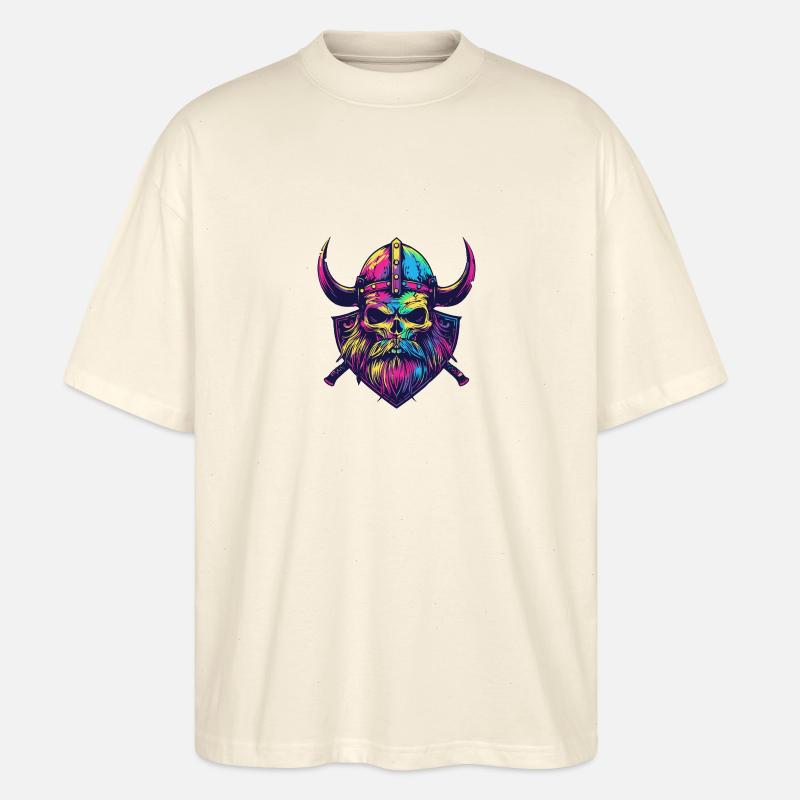 Wikinger Totenkopf - Stanley/Stella Oversized Unisex Bio T-Shirt Blaster 2.0 - Natur
