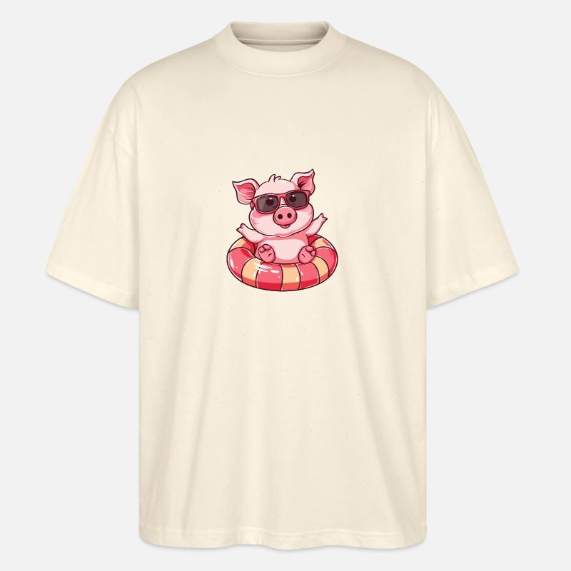 Cochon Été Bande Dessinée - T-shirt bio Blaster 2.0 coupe oversize Stanley/Stella Unisexe - écru doux