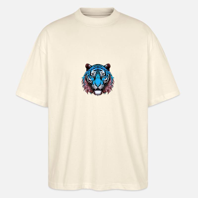 Tiger Porträt Bunt - Stanley/Stella Oversized Unisex Bio T-Shirt Blaster 2.0 - Natur