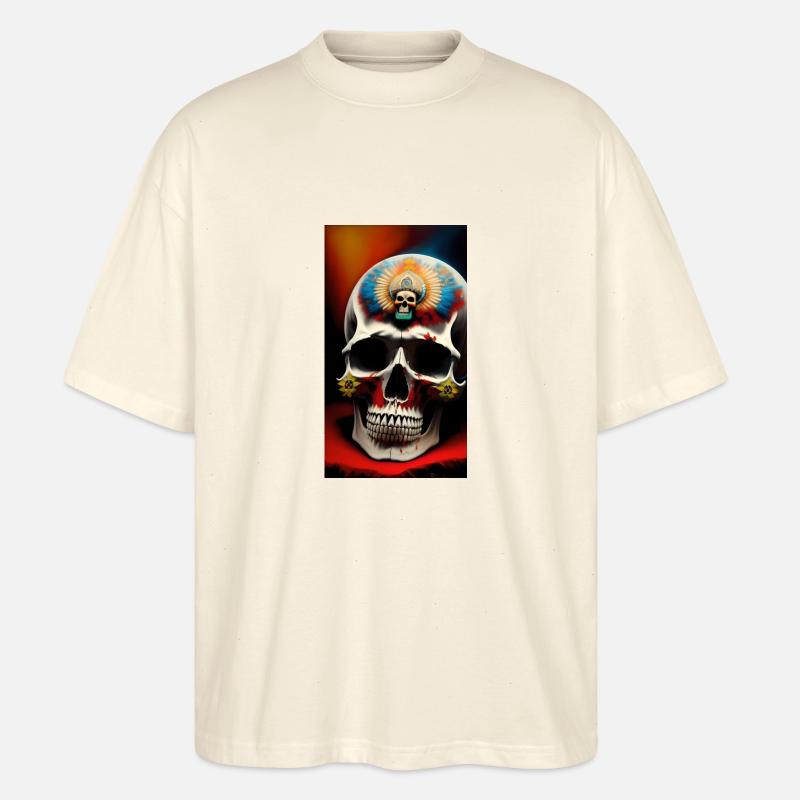 Indianer Schädel - Stanley/Stella Oversized Unisex Bio T-Shirt Blaster 2.0 - Natur