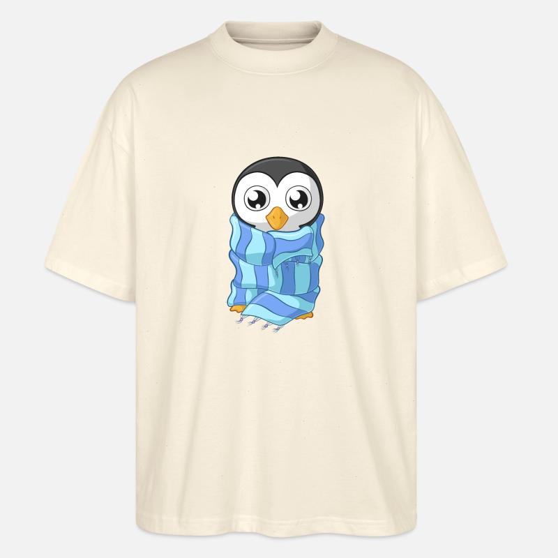 Frierender Comic Pinguin - Stanley/Stella Oversized Unisex Bio T-Shirt Blaster 2.0 - Natur