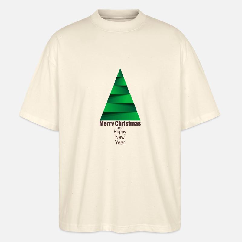 Moderner Weihnachtsbaum Modern Christmas Tree - Stanley/Stella Oversized Unisex Bio T-Shirt Blaster 2.0 - Natur