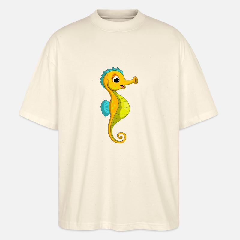 lorey.w "kleines Seepferdchen", Mädchen - Stanley/Stella Oversized Unisex Bio T-Shirt Blaster 2.0 - Natur