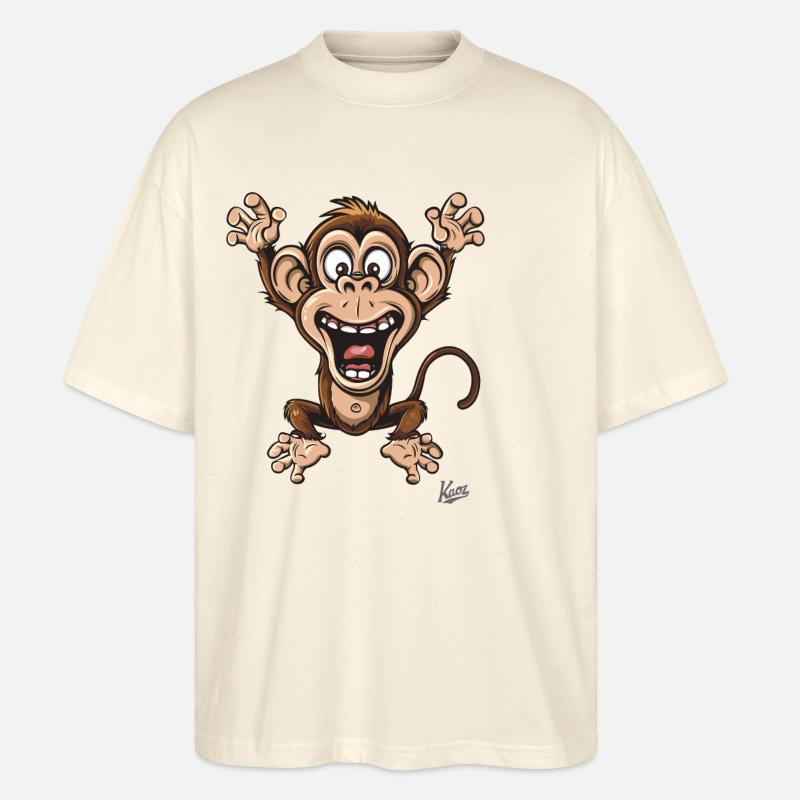 lustiger kleiner glücklicher Affe - Stanley/Stella Oversized Unisex Bio T-Shirt Blaster 2.0 - Natur