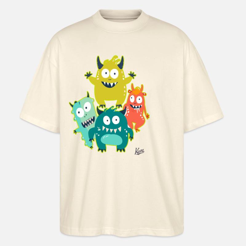 petits amis monstres drôles - T-shirt bio Blaster 2.0 coupe oversize Stanley/Stella Unisexe - écru doux