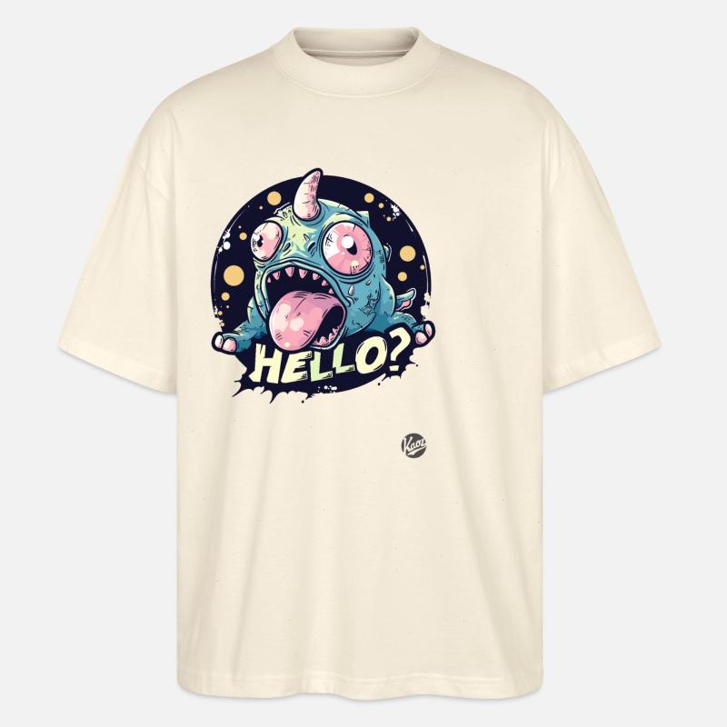 Verrücktes Einhorn-Echsen Hallo - Stanley/Stella Oversized Unisex Bio T-Shirt Blaster 2.0 - Natur