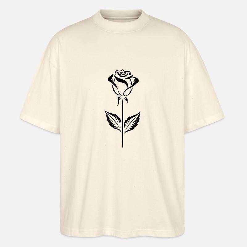 Schlichtes schwarzes Rosendesign - Stanley/Stella Oversized Unisex Bio T-Shirt Blaster 2.0 - Natur