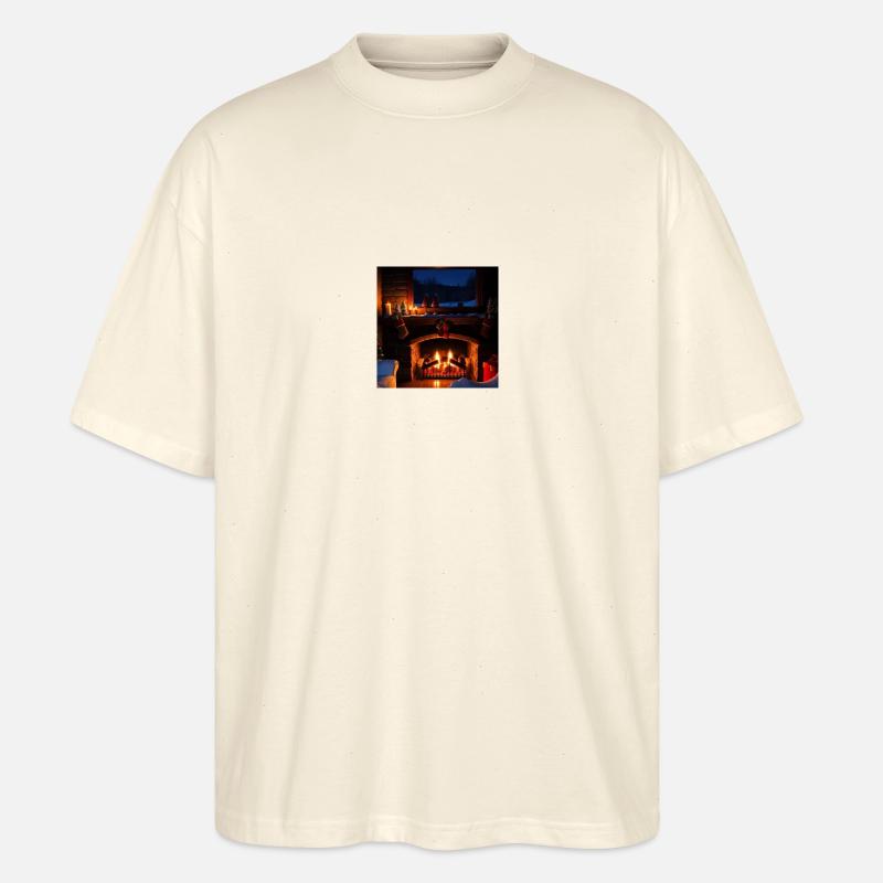 Scène de cheminée confortable - T-shirt bio Blaster 2.0 coupe oversize Stanley/Stella Unisexe - écru doux