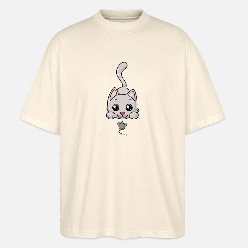 Süße Comic Katze - Stanley/Stella Oversized Unisex Bio T-Shirt Blaster 2.0 - Natur