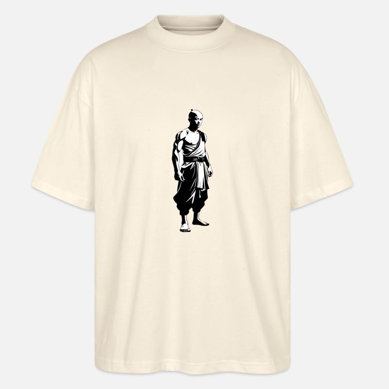 Moine Shaolin - Arts Martiaux Sticker - T-shirt bio Blaster 2.0 coupe oversize Stanley/Stella Unisexe - écru doux