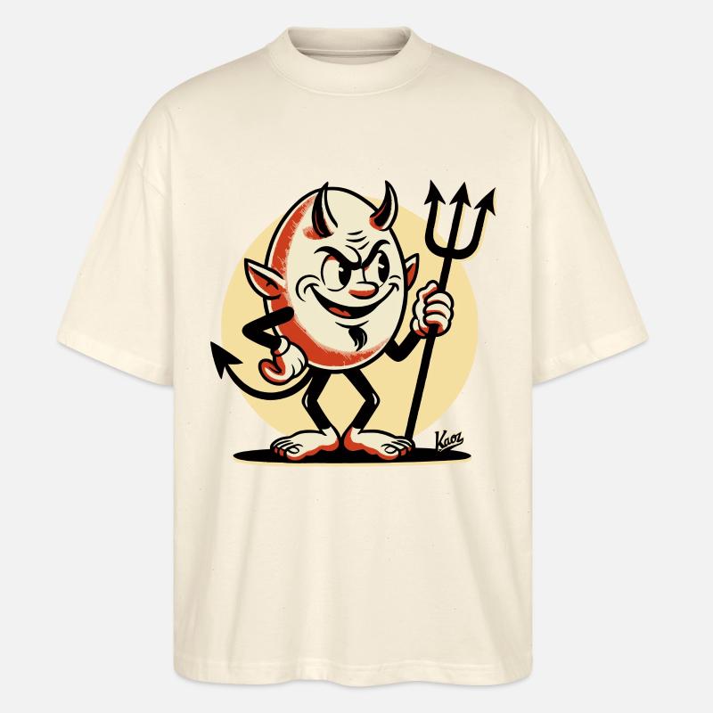 The Evil Egg Devil - Stanley/Stella Oversized Unisex Organic T-shirt Blaster 2.0 - soft Ecru