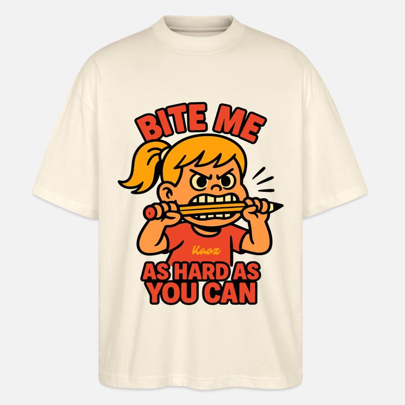 Beiß mich! Comic-Mädchen mit Wutanfall - Stanley/Stella Oversized Unisex Bio T-Shirt Blaster 2.0 - Natur