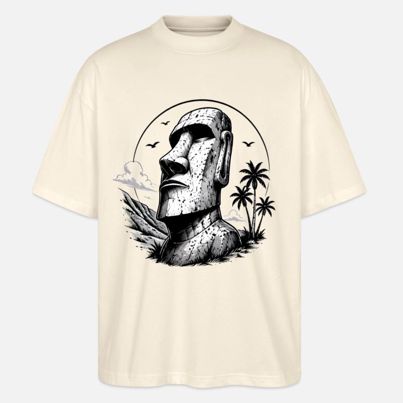 Moai Osterinsel Statue  - Stanley/Stella Oversized Unisex Bio T-Shirt Blaster 2.0 - Natur