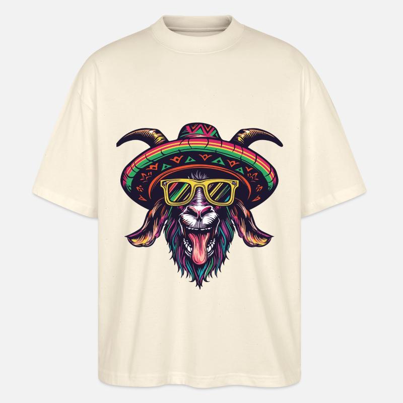 Bergziege Comic Lustig Sombrero - Stanley/Stella Oversized Unisex Bio T-Shirt Blaster 2.0 - Natur