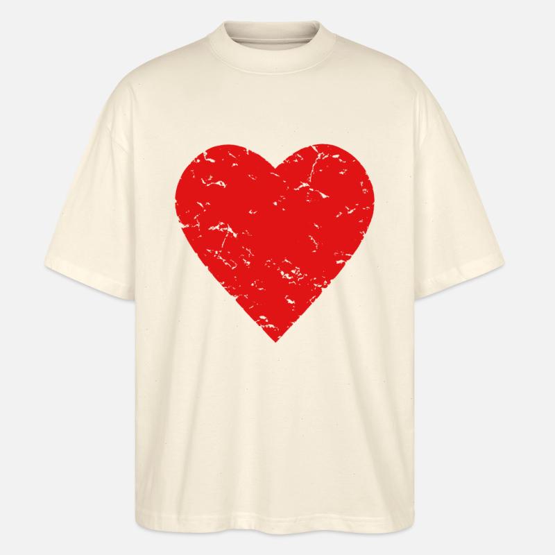 rotes Herz Liebe Hochzeit Muttertag used look chic - Stanley/Stella Oversized Unisex Bio T-Shirt Blaster 2.0 - Natur