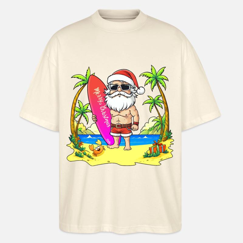Weihnachtsmann-Surfer - 🎅 2 - Stanley/Stella Oversized Unisex Bio T-Shirt Blaster 2.0 - Natur