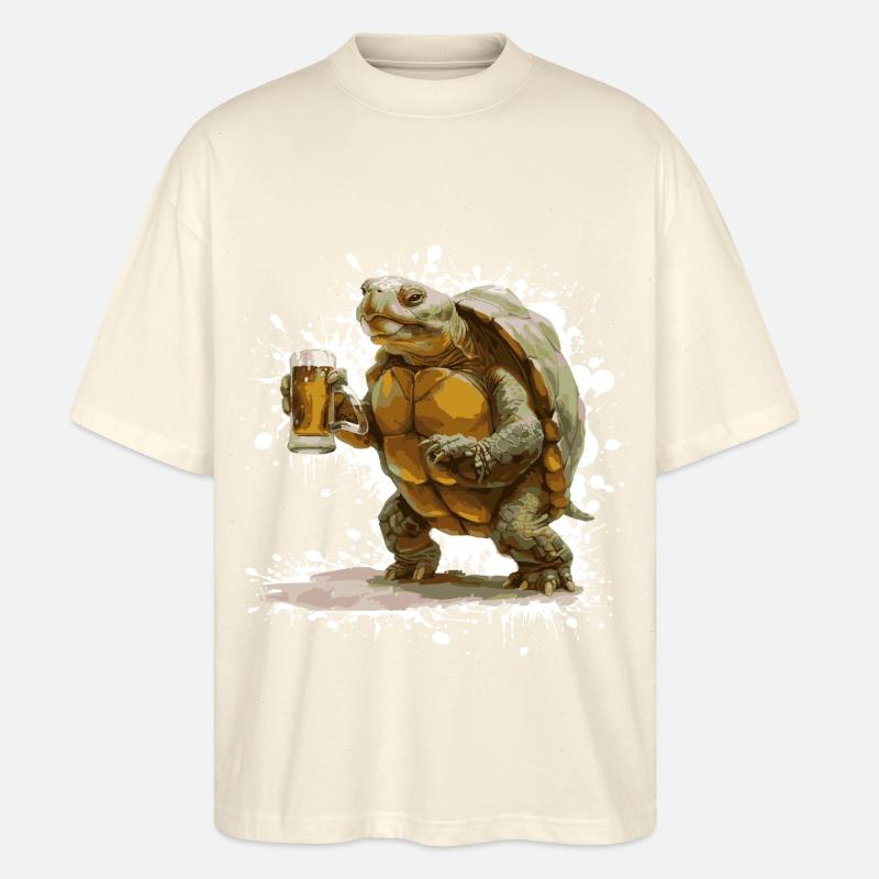 Turtle Beer Funny - Stanley/Stella Oversized Unisex Organic T-shirt Blaster 2.0 - soft Ecru