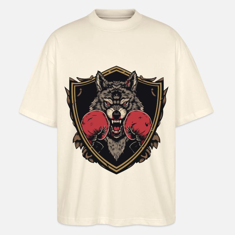 Wolf Boxer MMA Logo - Stanley/Stella Oversized Unisex Bio T-Shirt Blaster 2.0 - Natur