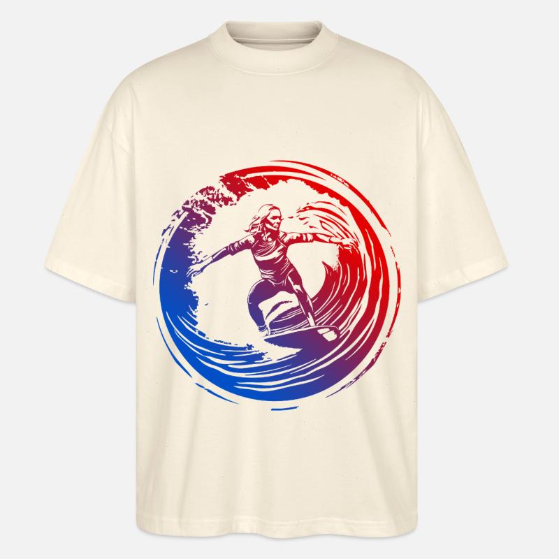 Surfer Silhouette Bunt - Stanley/Stella Oversized Unisex Bio T-Shirt Blaster 2.0 - Natur