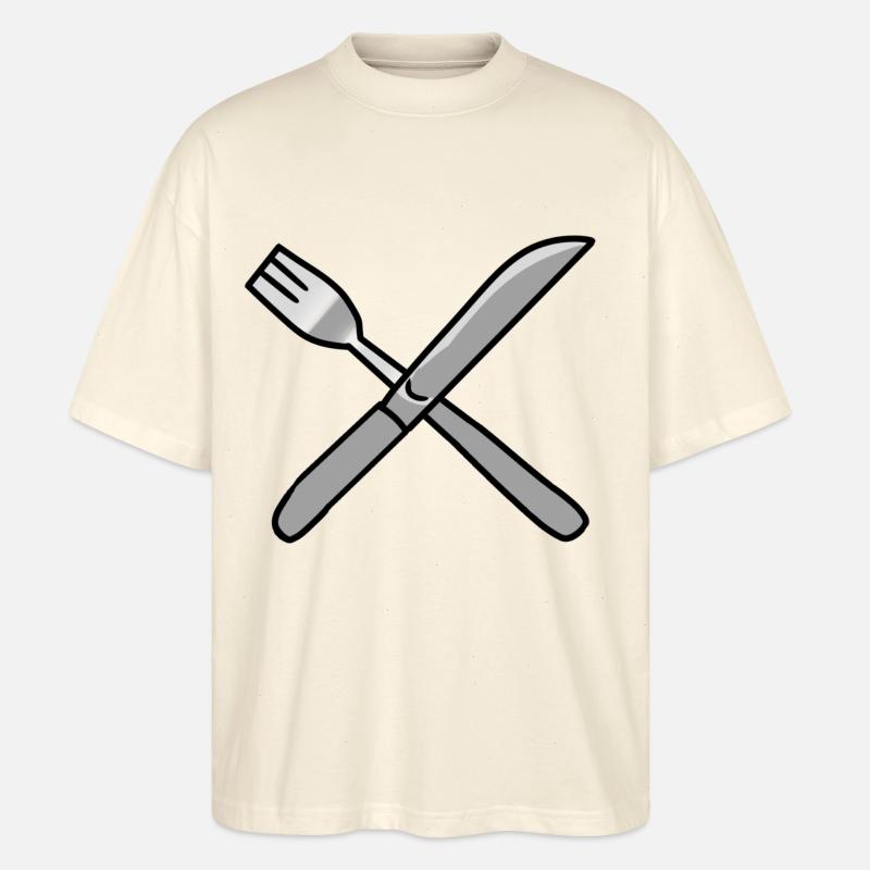 Besteck Messer Gabel Küche - Stanley/Stella Oversized Unisex Bio T-Shirt Blaster 2.0 - Natur