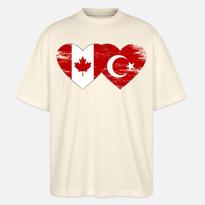 Canada Dinde Drapeau Coeur Utilisé - T-shirt bio Blaster 2.0 coupe oversize Stanley/Stella Unisexe - écru doux
