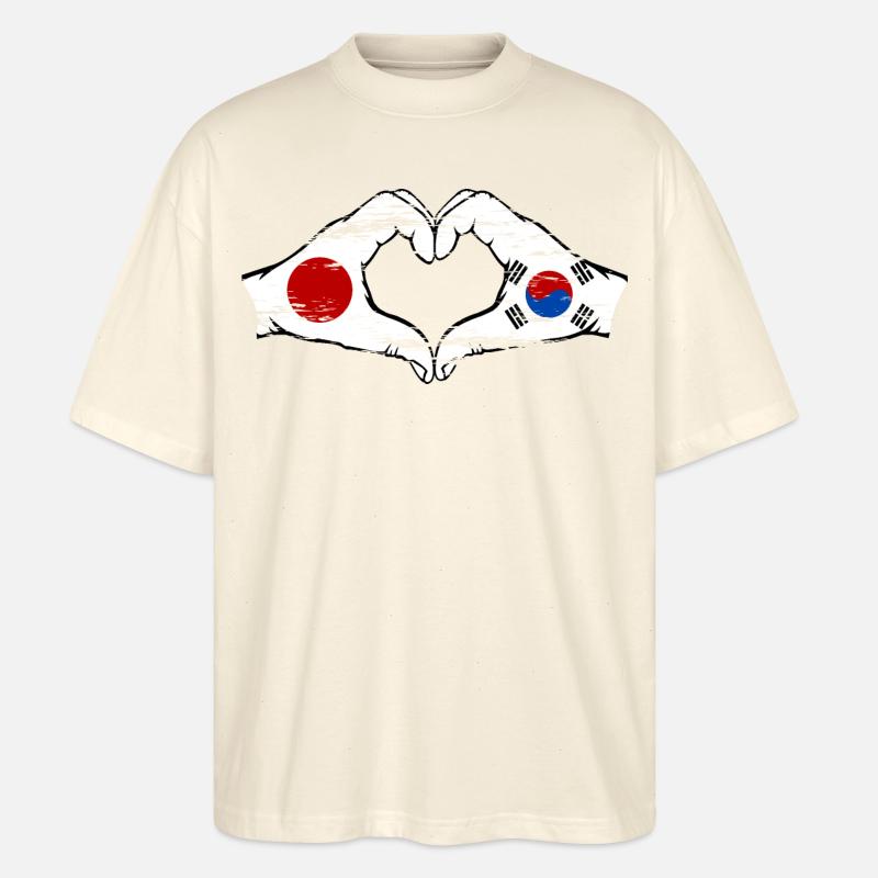 Japon Corée du Sud Mains Coeur Forme Utilisé - T-shirt bio Blaster 2.0 coupe oversize Stanley/Stella Unisexe - écru doux