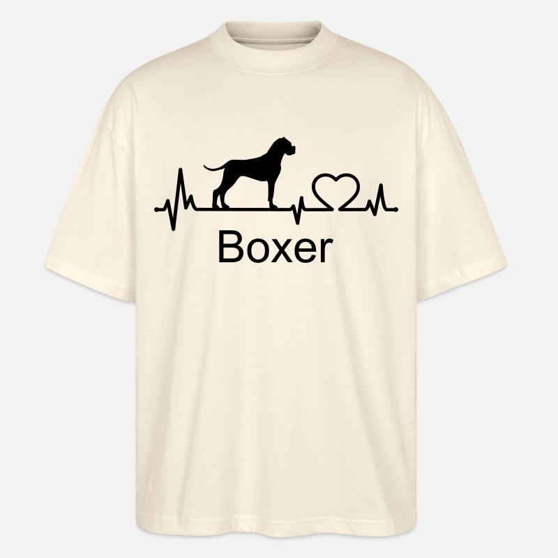 Boxer Hund Herzschlag Hundebesitzer Geschenkidee - Stanley/Stella Oversized Unisex Bio T-Shirt Blaster 2.0 - Natur