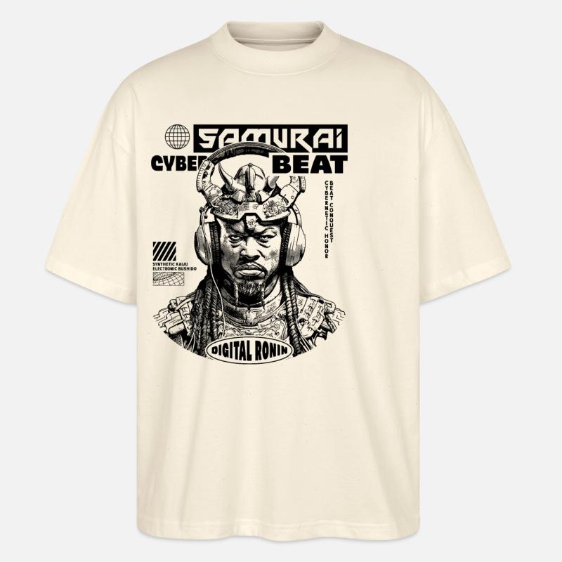 Tech Samurai Sci-Fi Shirt - Stanley/Stella Oversized Unisex Organic T-shirt Blaster 2.0 - soft Ecru