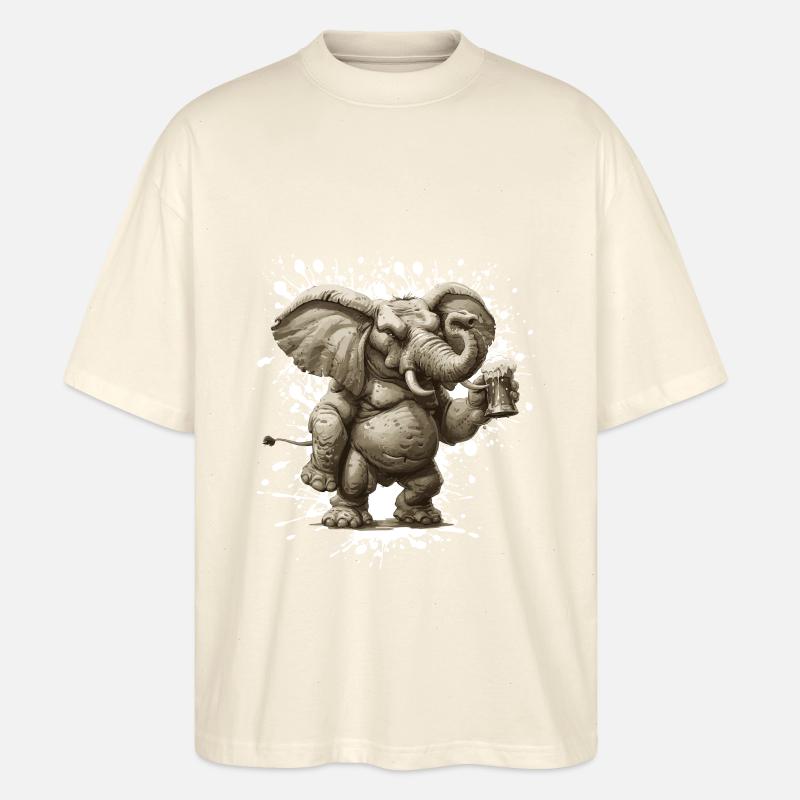 Elefant Bier Lustig - Stanley/Stella Oversized Unisex Bio T-Shirt Blaster 2.0 - Natur