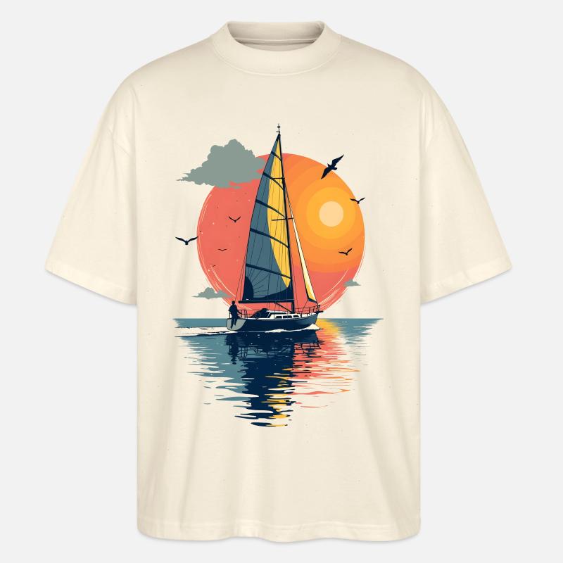 Sailboat before sunset - Stanley/Stella Oversized Unisex Organic T-shirt Blaster 2.0 - soft Ecru