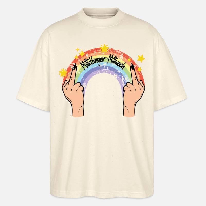 Doigt d’honneur mercredi - T-shirt bio Blaster 2.0 coupe oversize Stanley/Stella Unisexe - écru doux