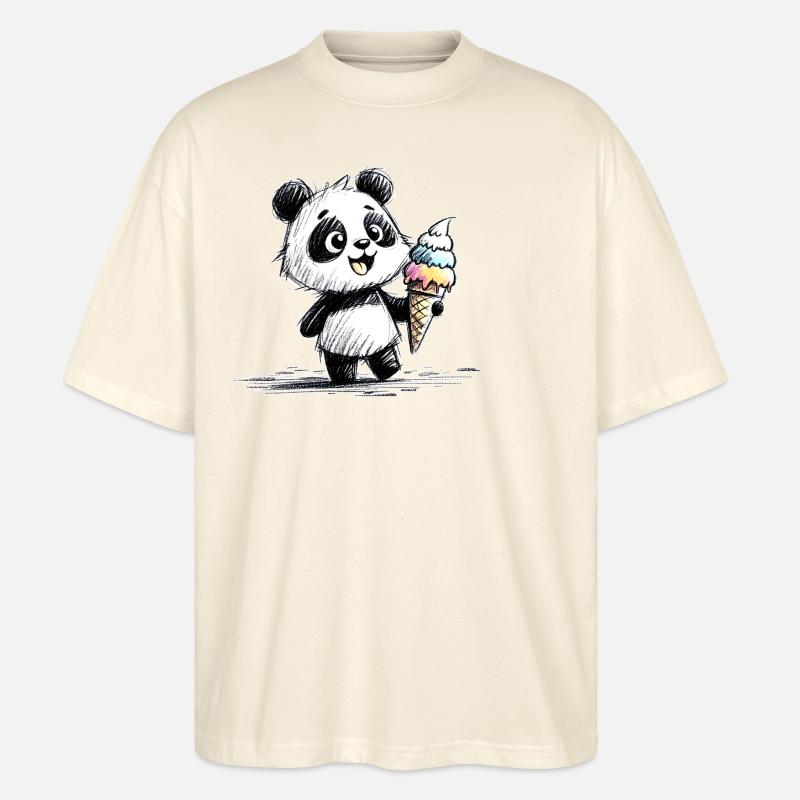 Panda mit Eis - Stanley/Stella Oversized Unisex Bio T-Shirt Blaster 2.0 - Natur