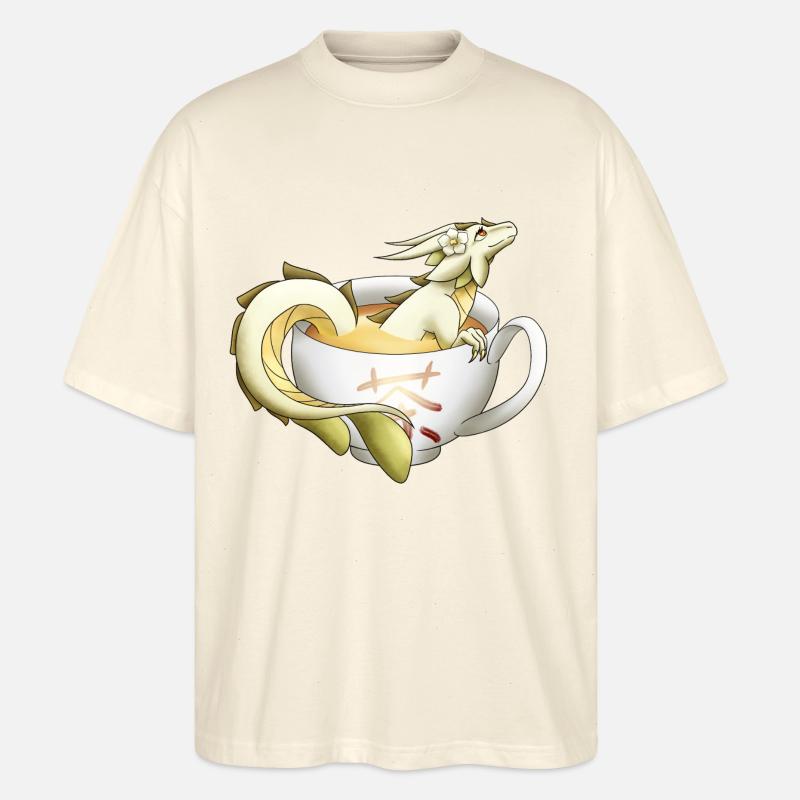 Weißer Tee Drache - Stanley/Stella Oversized Unisex Bio T-Shirt Blaster 2.0 - Natur