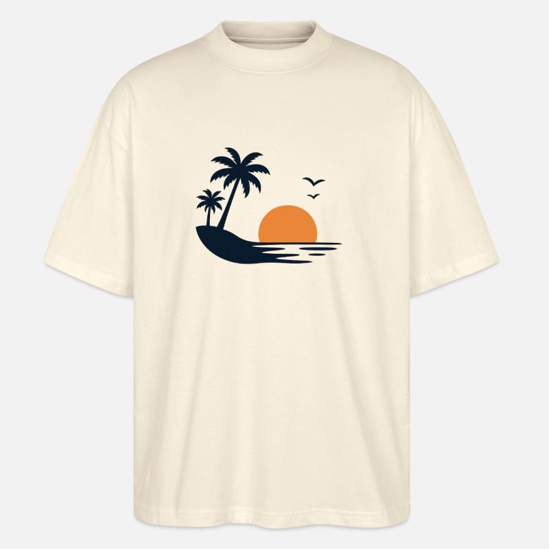 Île tropicale du couchant de soleil - T-shirt bio Blaster 2.0 coupe oversize Stanley/Stella Unisexe - écru doux