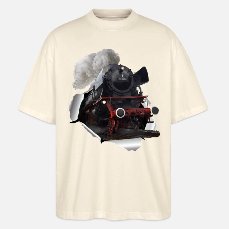 Dampflok durchbricht Papier - Stanley/Stella Oversized Unisex Bio T-Shirt Blaster 2.0 - Natur
