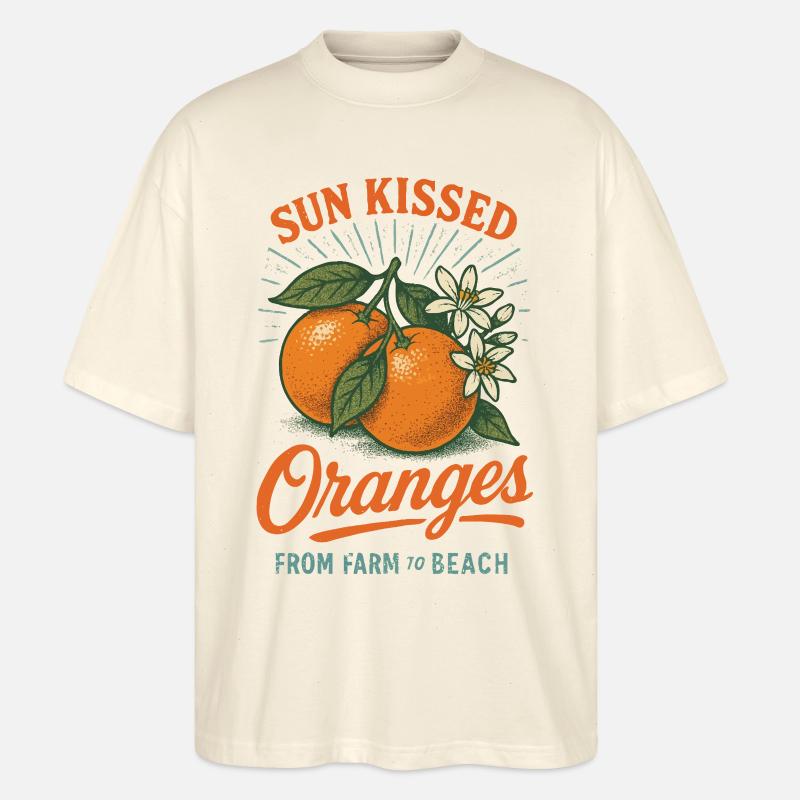 Oranges rétro Fruit Vintage - T-shirt bio Blaster 2.0 coupe oversize Stanley/Stella Unisexe - écru doux