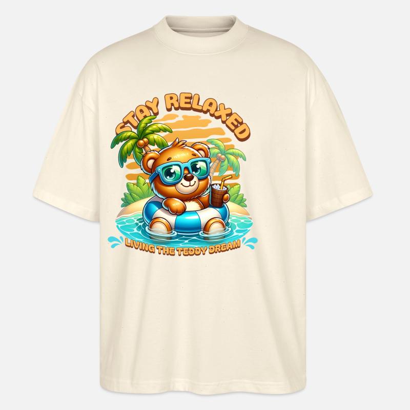 Restez détendu Ours en peluche - T-shirt bio Blaster 2.0 coupe oversize Stanley/Stella Unisexe - écru doux